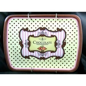 Dessert Tray Platter Chocolate Flowers Dots Rectangular Wall Hanger Romance Love